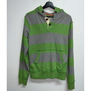 Johnnie B Boden Hoodie Sweatshirt Teen Boys Mens Size M Green Gray Striped
